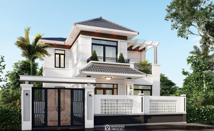 Nhà mái Nhật của anh Minh tại Thanh Oai được thiết kế tỉ mỉ, với độ dốc vừa phải giúp thoát nước mưa tốt và tạo không gian thoáng mát cho ngôi nhà.